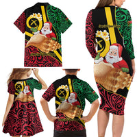 Vanuatu Christmas Family Matching Long Sleeve Bodycon Dress and Hawaiian Shirt Vanuatuan Conch Shell - Meri Krismas!