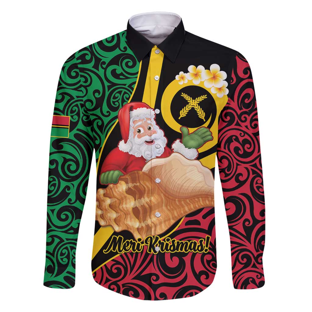 Vanuatu Christmas Family Matching Long Sleeve Bodycon Dress and Hawaiian Shirt Vanuatuan Conch Shell - Meri Krismas!