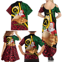 Vanuatu Christmas Family Matching Summer Maxi Dress and Hawaiian Shirt Vanuatuan Conch Shell - Meri Krismas!