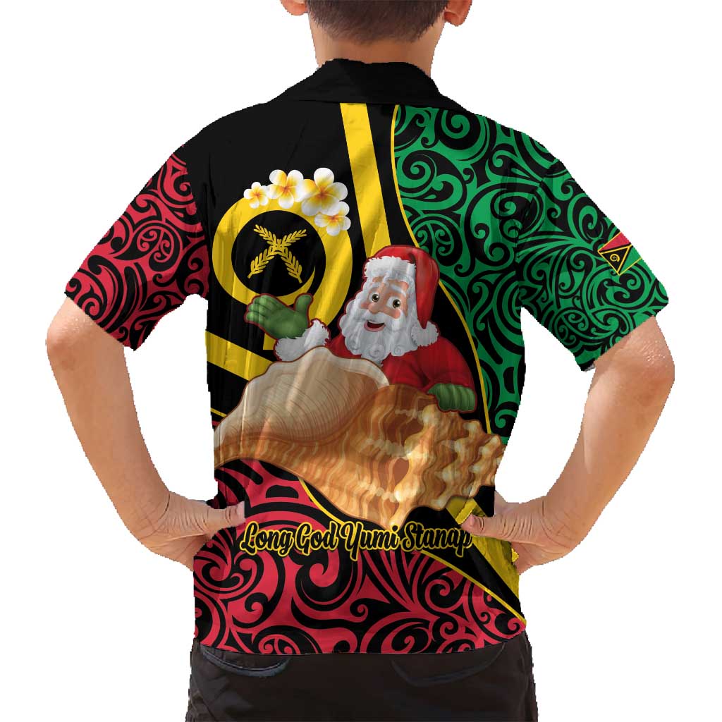 Vanuatu Christmas Family Matching Tank Maxi Dress and Hawaiian Shirt Vanuatuan Conch Shell - Meri Krismas!