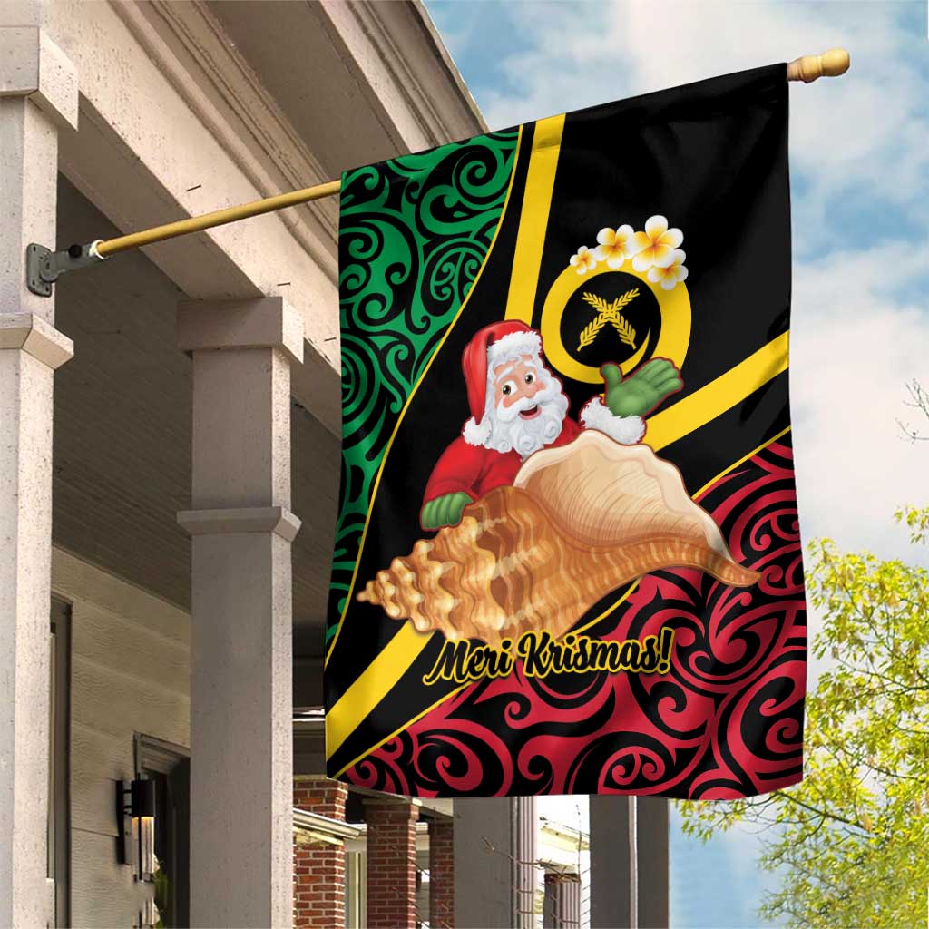 Vanuatu Christmas Garden Flag Vanuatuan Conch Shell - Meri Krismas! LT14 House Flag Black - Polynesian Pride
