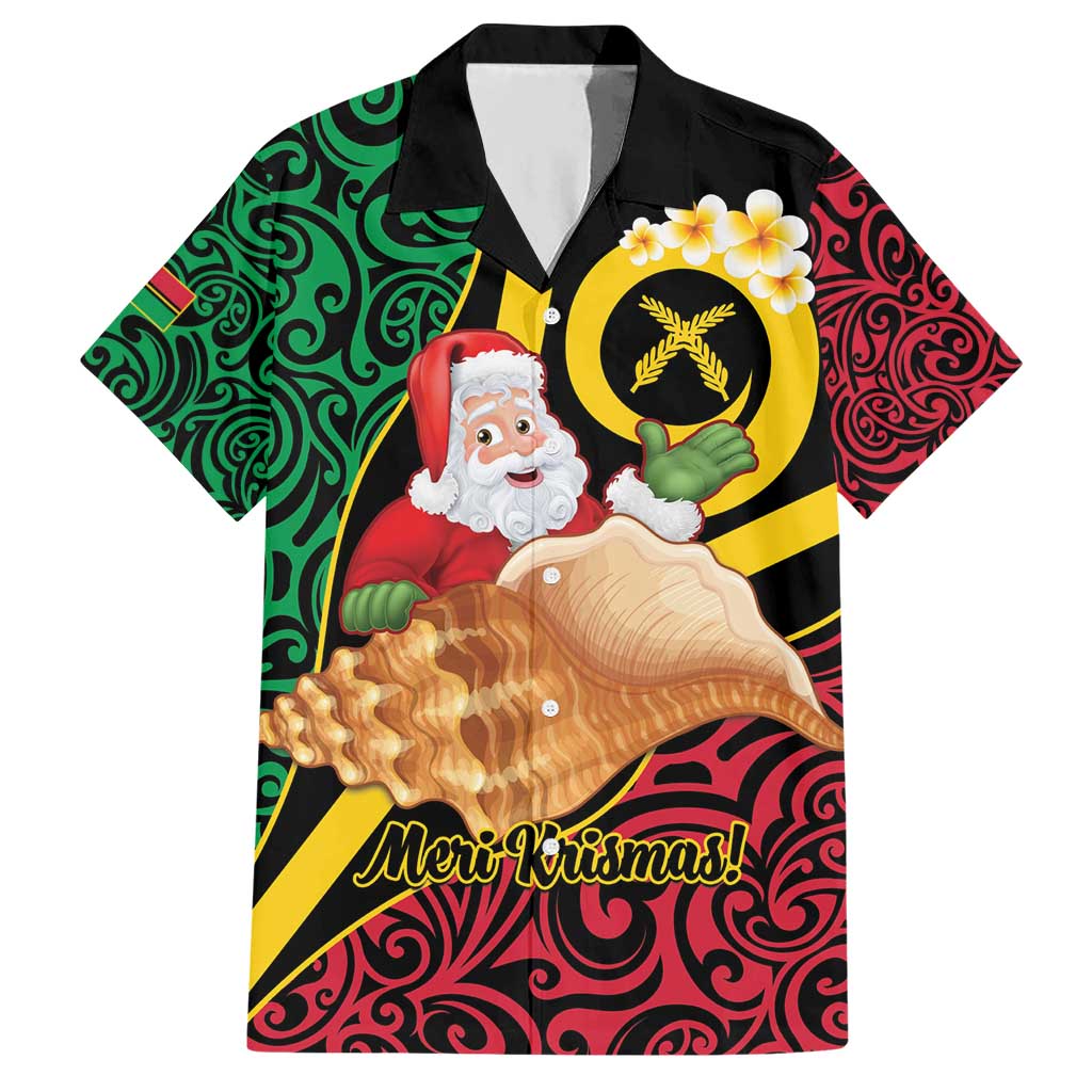 Vanuatu Christmas Hawaiian Shirt Vanuatuan Conch Shell - Meri Krismas! LT14 Black - Polynesian Pride