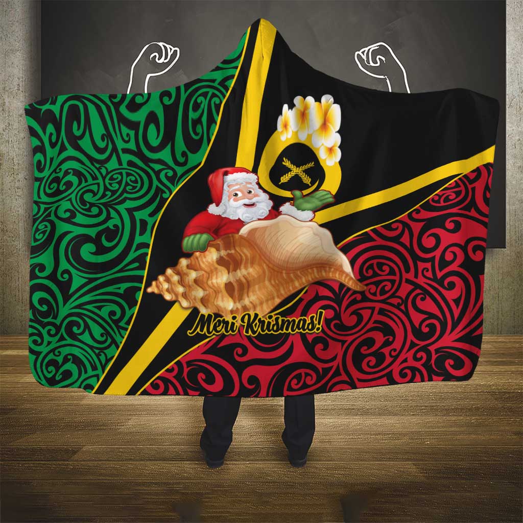 Vanuatu Christmas Hooded Blanket Vanuatuan Conch Shell - Meri Krismas! LT14 - Polynesian Pride