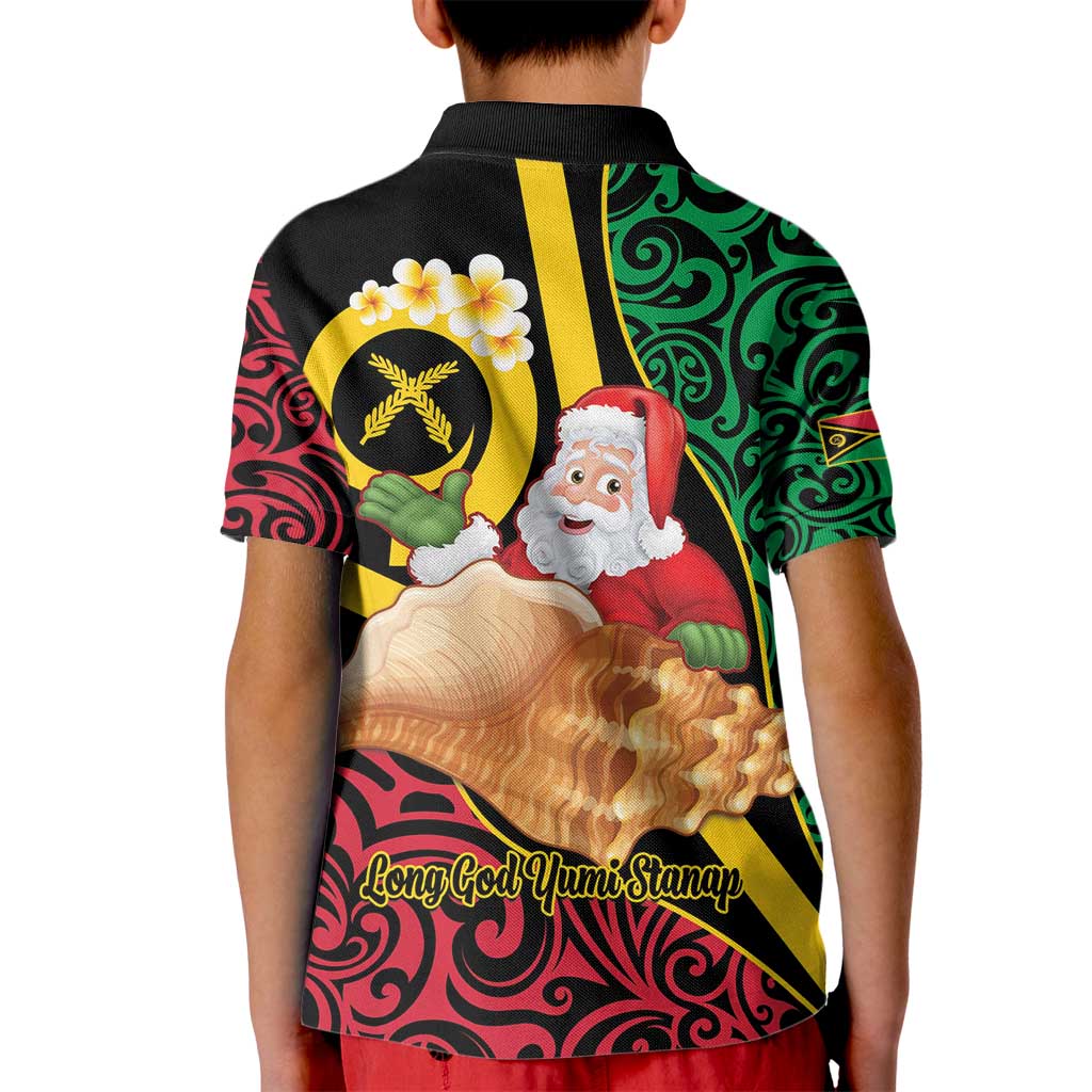 Vanuatu Christmas Kid Polo Shirt Vanuatuan Conch Shell - Meri Krismas!