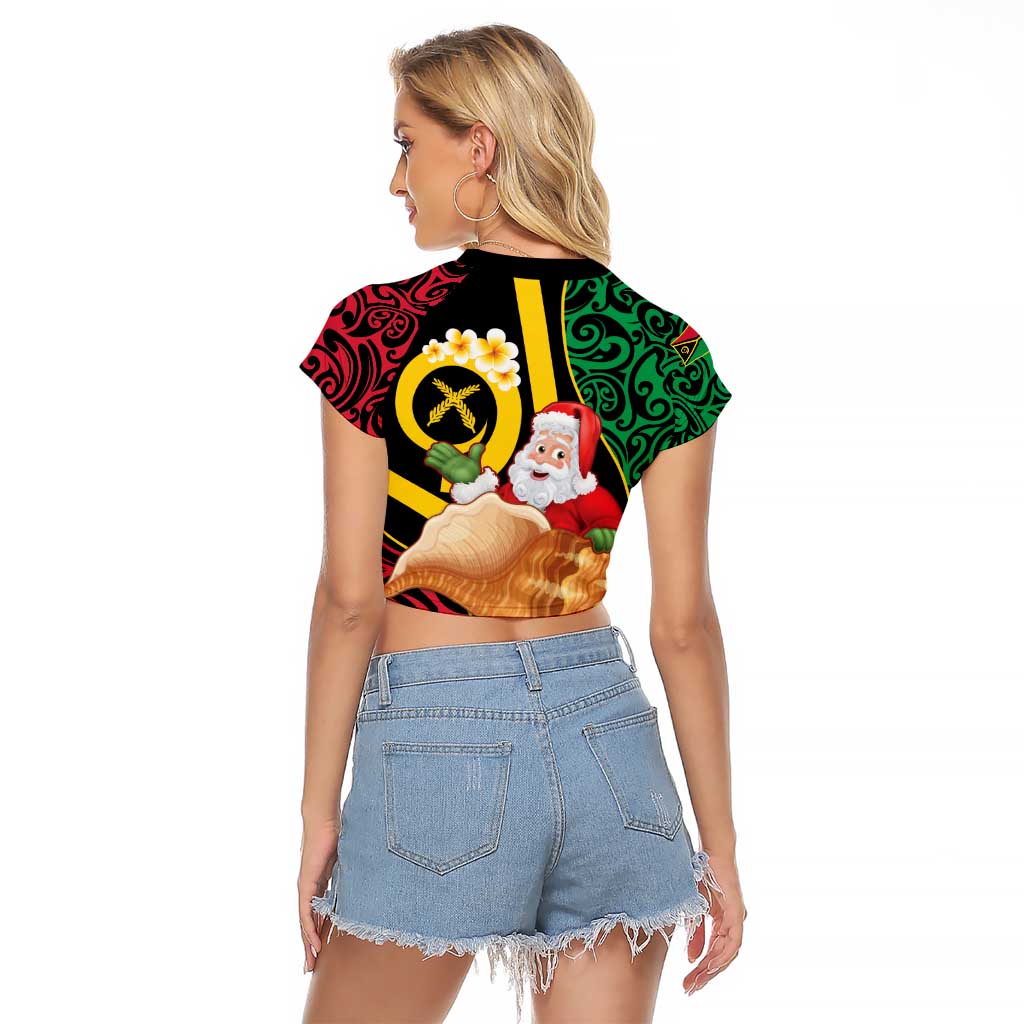 Vanuatu Christmas Raglan Cropped T Shirt Vanuatuan Conch Shell - Meri Krismas! LT14 - Polynesian Pride