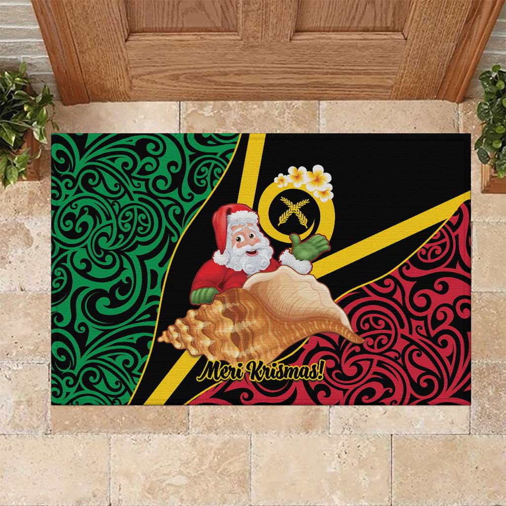 Vanuatu Christmas Rubber Doormat Vanuatuan Conch Shell - Meri Krismas!