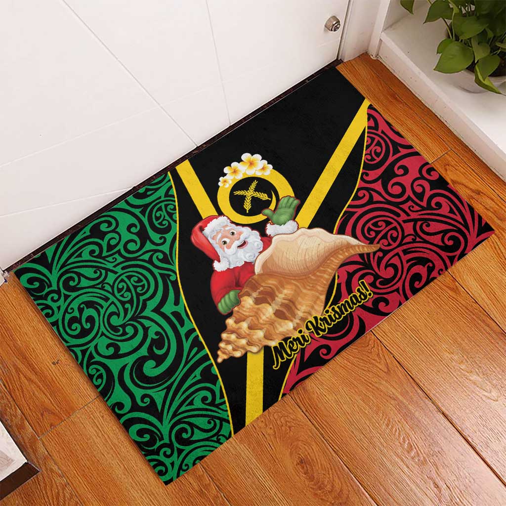 Vanuatu Christmas Rubber Doormat Vanuatuan Conch Shell - Meri Krismas! LT14 - Polynesian Pride