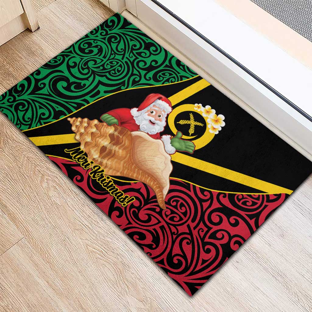 Vanuatu Christmas Rubber Doormat Vanuatuan Conch Shell - Meri Krismas! LT14 - Polynesian Pride