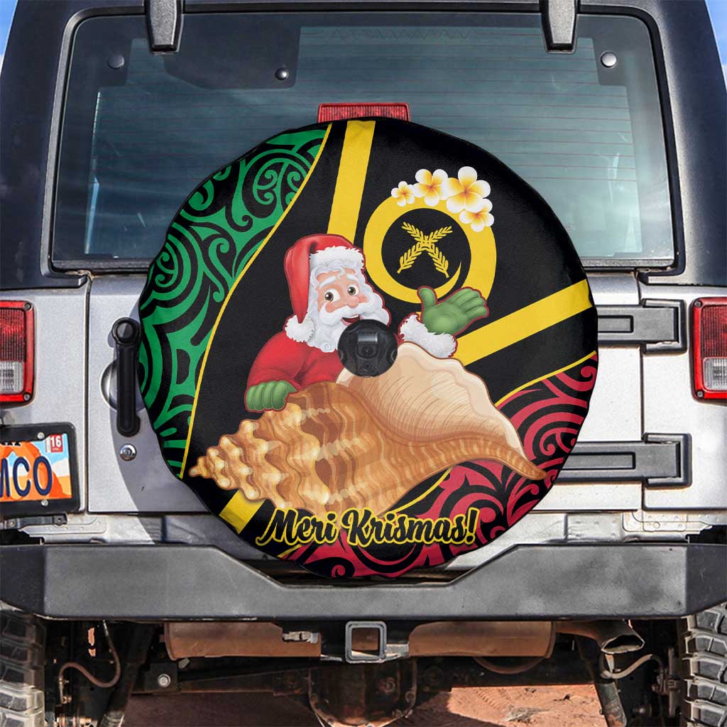 Vanuatu Christmas Spare Tire Cover Vanuatuan Conch Shell - Meri Krismas! LT14 Black - Polynesian Pride