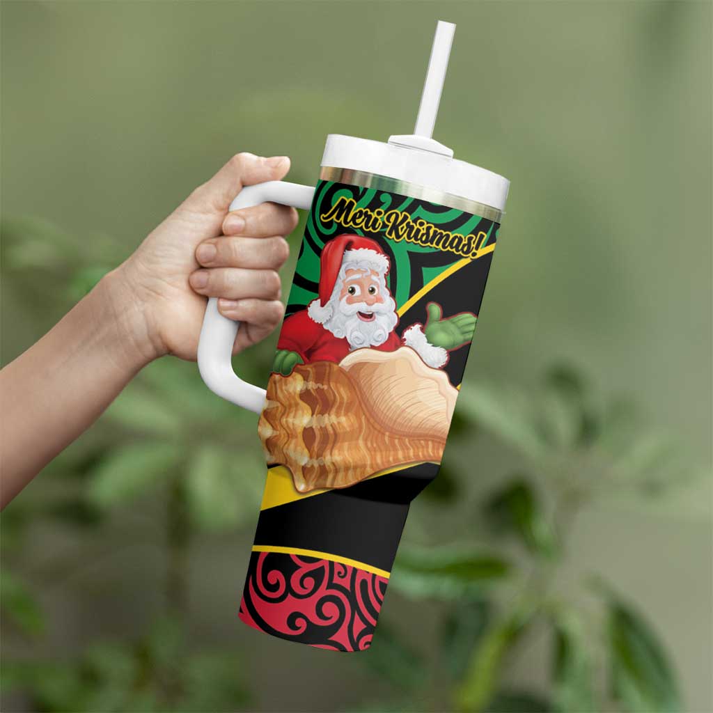 Vanuatu Christmas Tumbler With Handle Vanuatuan Conch Shell - Meri Krismas! LT14 - Polynesian Pride