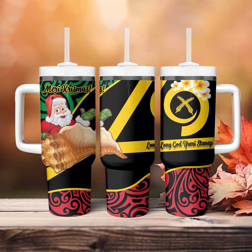 Vanuatu Christmas Tumbler With Handle Vanuatuan Conch Shell - Meri Krismas! LT14 - Polynesian Pride