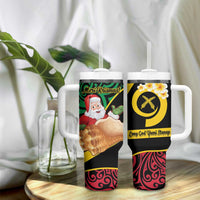 Vanuatu Christmas Tumbler With Handle Vanuatuan Conch Shell - Meri Krismas! LT14 - Polynesian Pride