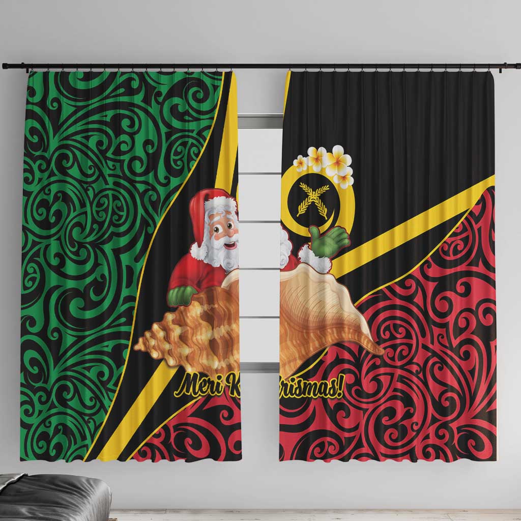 Vanuatu Christmas Window Curtain Vanuatuan Conch Shell - Meri Krismas! LT14 With Hooks Black - Polynesian Pride
