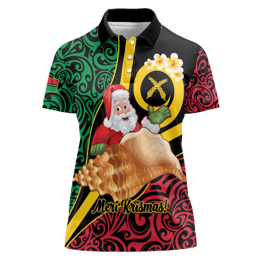 Vanuatu Christmas Women Polo Shirt Vanuatuan Conch Shell - Meri Krismas!