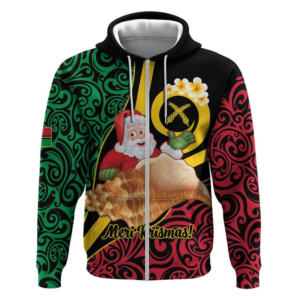 Vanuatu Christmas Zip Hoodie Vanuatuan Conch Shell - Meri Krismas!