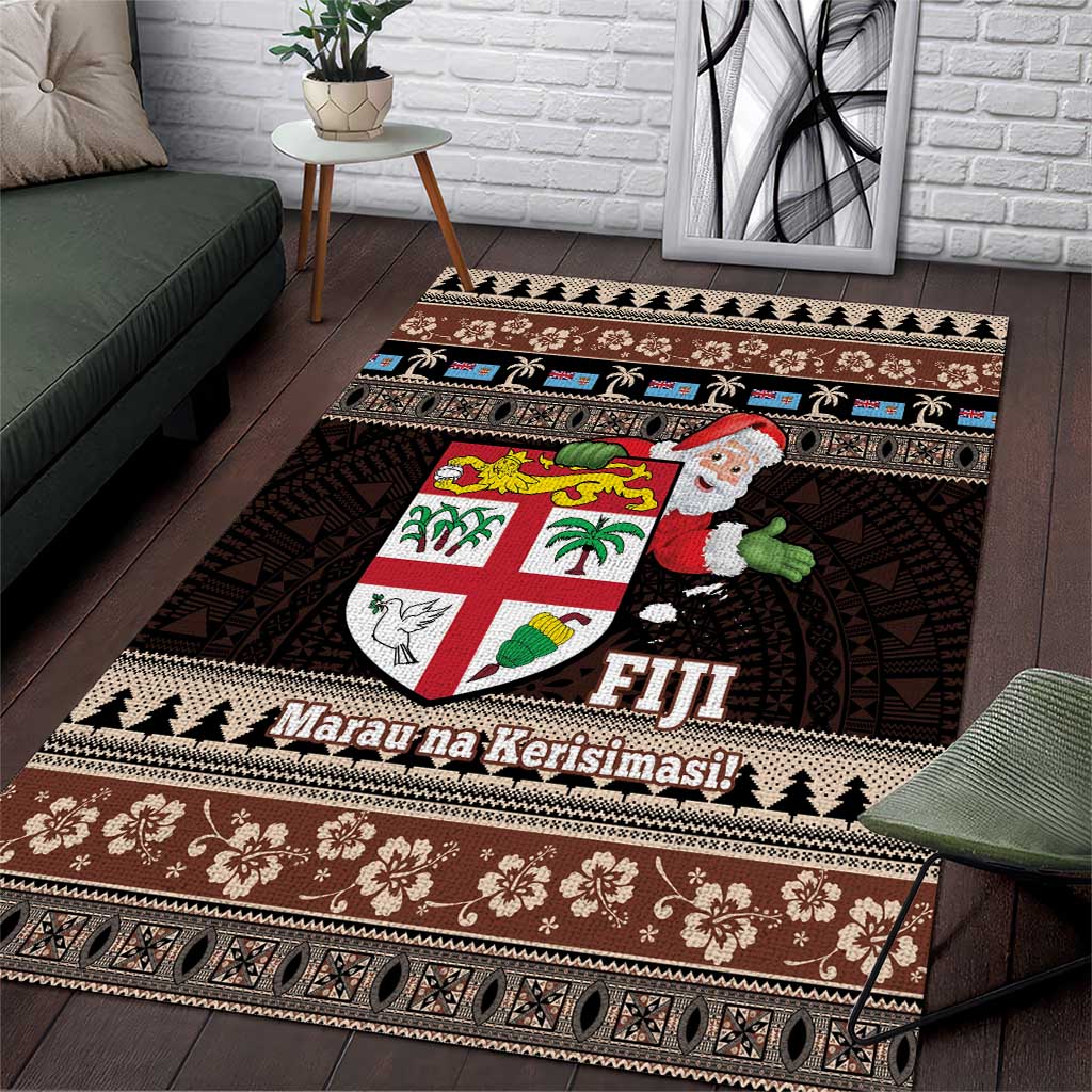 Fiji Christmas Area Rug Fijian Masi Marau na Kerisimasi! - Brown