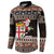 Fiji Christmas Button Sweatshirt Fijian Masi Marau na Kerisimasi! - Brown