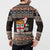 Fiji Christmas Button Sweatshirt Fijian Masi Marau na Kerisimasi! - Brown