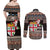 Fiji Christmas Couples Matching Off Shoulder Maxi Dress and Long Sleeve Button Shirt Fijian Masi Marau na Kerisimasi! - Brown