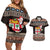 Fiji Christmas Couples Matching Off Shoulder Short Dress and Hawaiian Shirt Fijian Masi Marau na Kerisimasi! - Brown