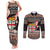 Fiji Christmas Couples Matching Tank Maxi Dress and Long Sleeve Button Shirt Fijian Masi Marau na Kerisimasi! - Brown