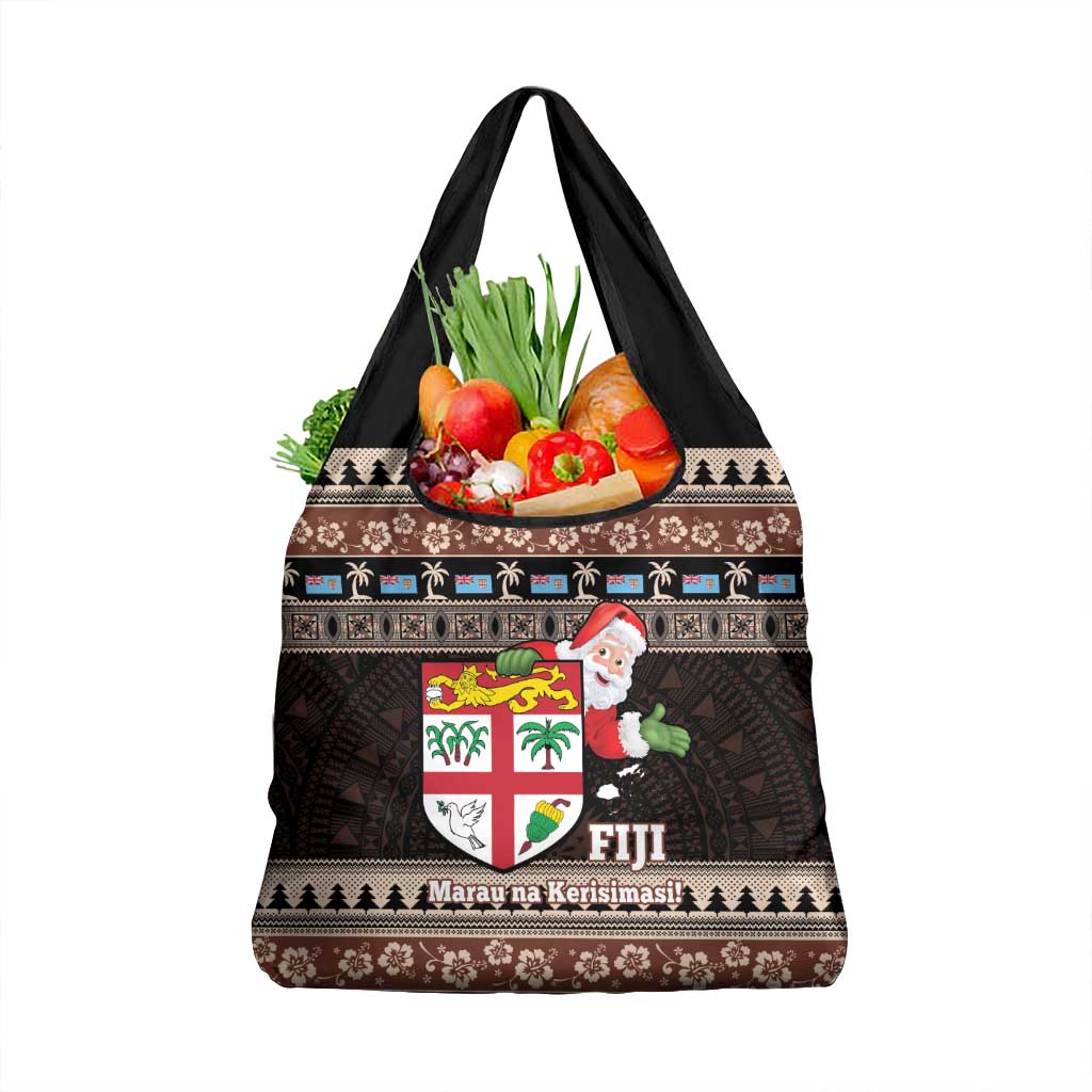 Fiji Christmas Grocery Bag Fijian Masi Marau na Kerisimasi! - Brown