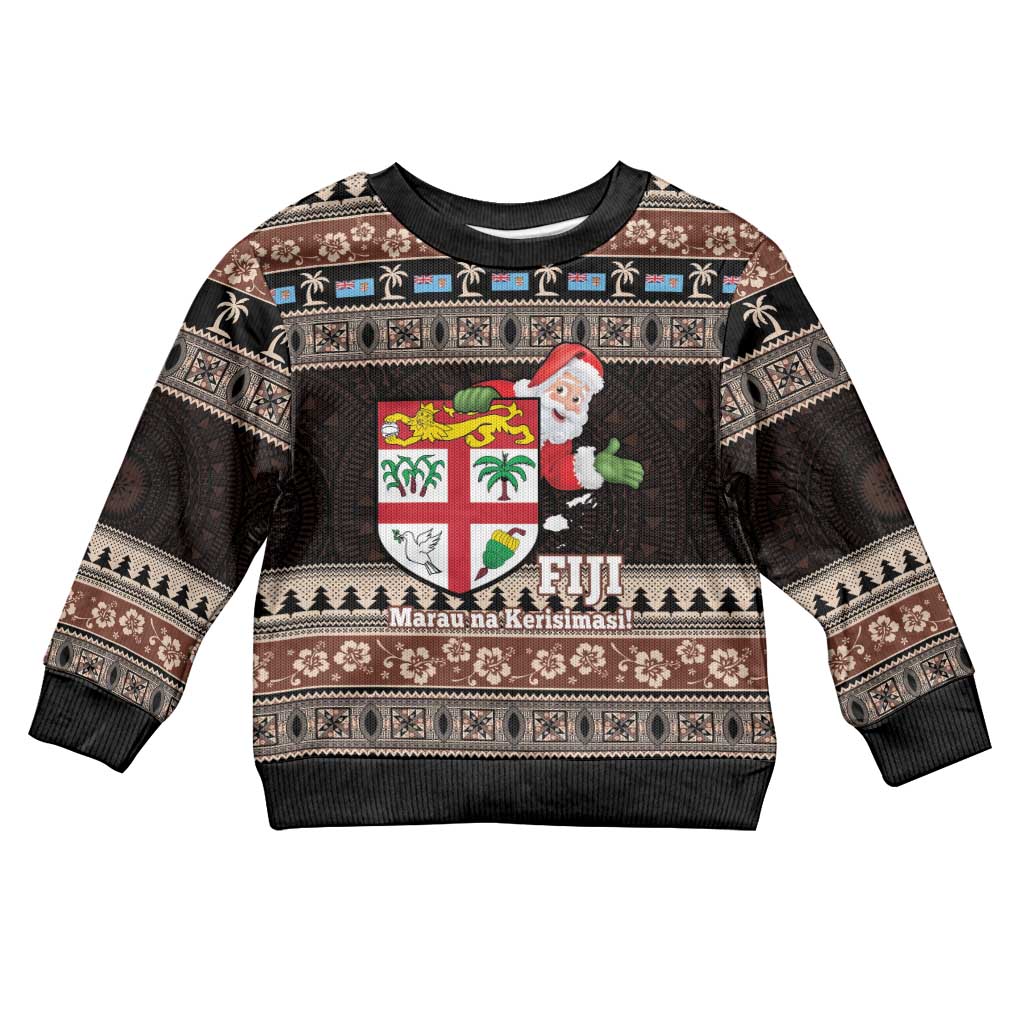 Fiji Christmas Kid Ugly Christmas Sweater Fijian Masi Marau na Kerisimasi! - Brown