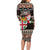 Fiji Christmas Long Sleeve Bodycon Dress Fijian Masi Marau na Kerisimasi! - Brown