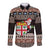 Fiji Christmas Long Sleeve Button Shirt Fijian Masi Marau na Kerisimasi! - Brown