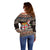 Fiji Christmas Off Shoulder Sweater Fijian Masi Marau na Kerisimasi! - Brown