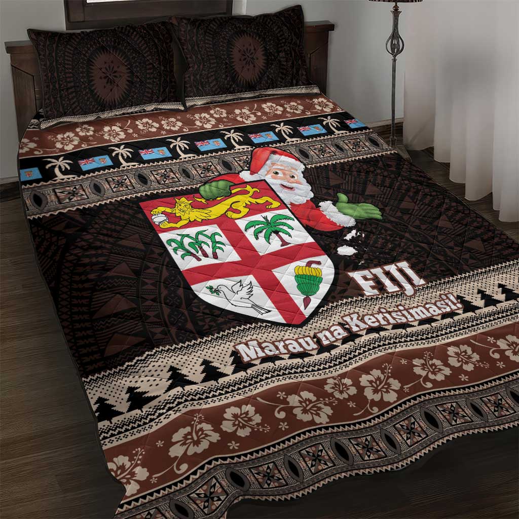 Fiji Christmas Quilt Bed Set Fijian Masi Marau na Kerisimasi! - Brown