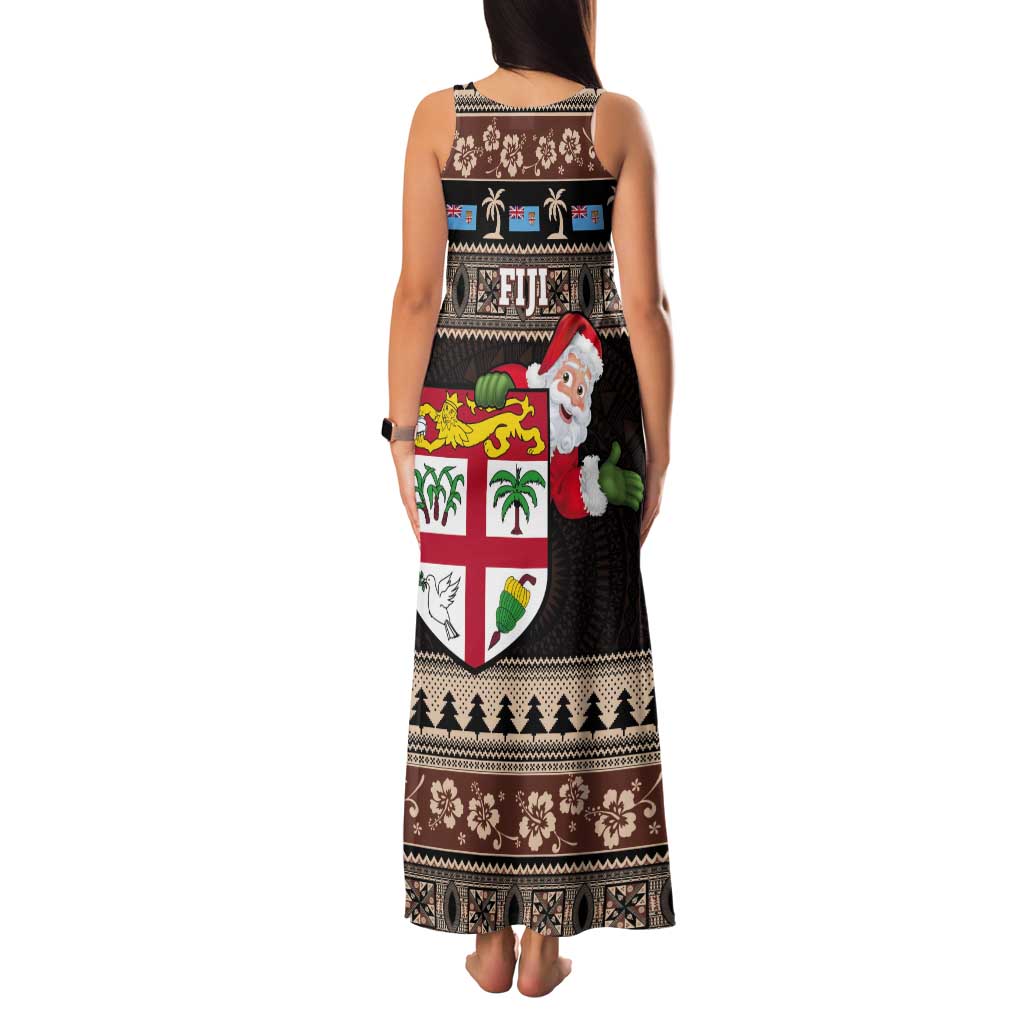 Fiji Christmas Tank Maxi Dress Fijian Masi Marau na Kerisimasi! - Brown