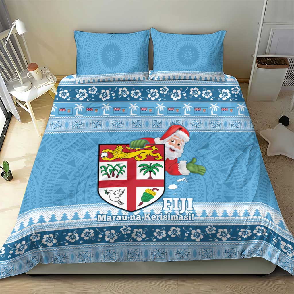 Fiji Christmas Bedding Set Fijian Masi Marau na Kerisimasi! - Blue