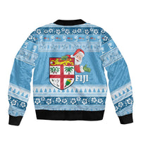 Fiji Christmas Bomber Jacket Fijian Masi Marau na Kerisimasi! - Blue