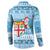 Fiji Christmas Button Sweatshirt Fijian Masi Marau na Kerisimasi! - Blue