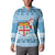 Fiji Christmas Button Sweatshirt Fijian Masi Marau na Kerisimasi! - Blue