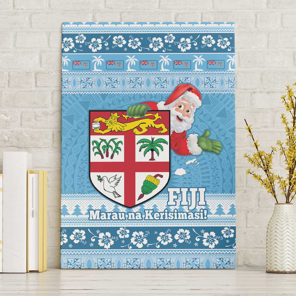 Fiji Christmas Canvas Wall Art Fijian Masi Marau na Kerisimasi! - Blue