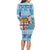 Fiji Christmas Family Matching Long Sleeve Bodycon Dress and Hawaiian Shirt Fijian Masi Marau na Kerisimasi! - Blue