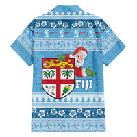 Fiji Christmas Family Matching Off The Shoulder Long Sleeve Dress and Hawaiian Shirt Fijian Masi Marau na Kerisimasi! - Blue