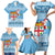 Fiji Christmas Family Matching Short Sleeve Bodycon Dress and Hawaiian Shirt Fijian Masi Marau na Kerisimasi! - Blue