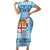 Fiji Christmas Family Matching Short Sleeve Bodycon Dress and Hawaiian Shirt Fijian Masi Marau na Kerisimasi! - Blue