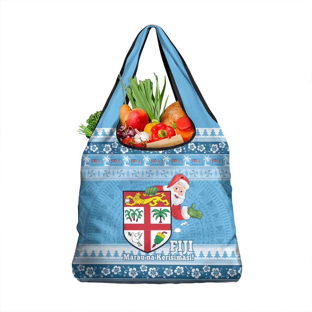 Fiji Christmas Grocery Bag Fijian Masi Marau na Kerisimasi! - Blue