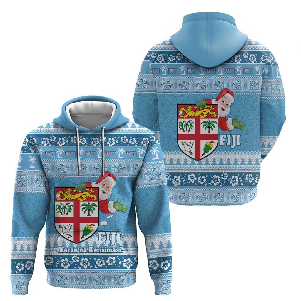 Fiji Christmas Hoodie Fijian Masi Marau na Kerisimasi! - Blue