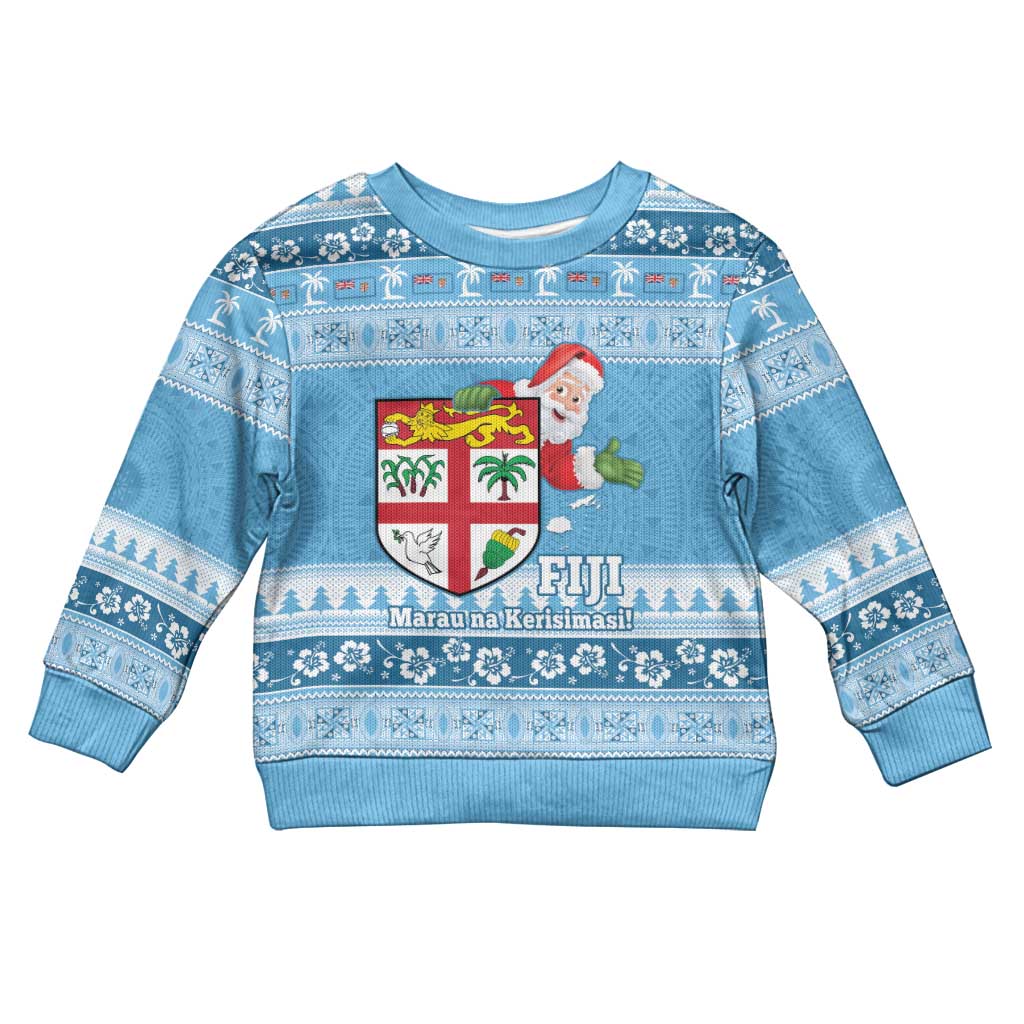 Fiji Christmas Kid Ugly Christmas Sweater Fijian Masi Marau na Kerisimasi! - Blue