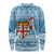 Fiji Christmas Long Sleeve Shirt Fijian Masi Marau na Kerisimasi! - Blue