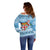 Fiji Christmas Off Shoulder Sweater Fijian Masi Marau na Kerisimasi! - Blue