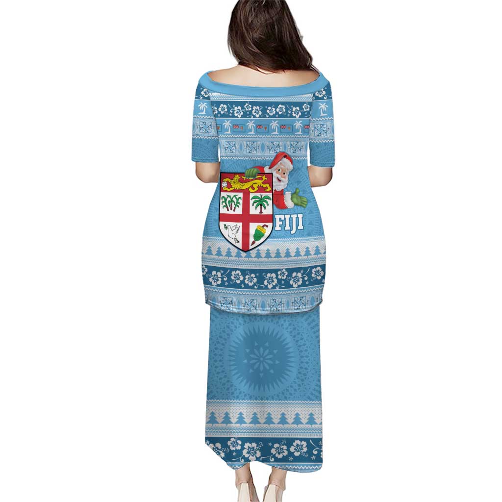 Fiji Christmas Puletasi Fijian Masi Marau na Kerisimasi! - Blue