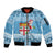 Fiji Christmas Sleeve Zip Bomber Jacket Fijian Masi Marau na Kerisimasi! - Blue