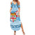 Fiji Christmas Summer Maxi Dress Fijian Masi Marau na Kerisimasi! - Blue