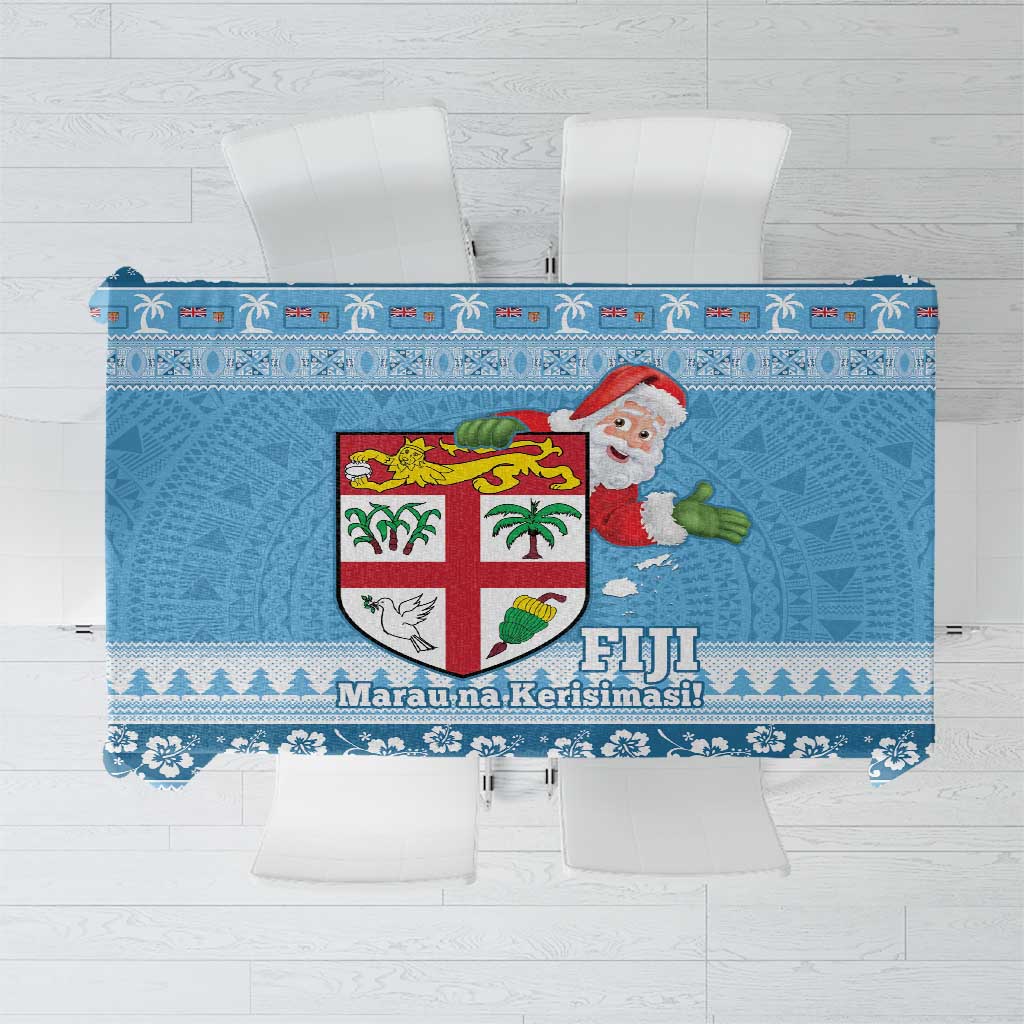 Fiji Christmas Tablecloth Fijian Masi Marau na Kerisimasi! - Blue